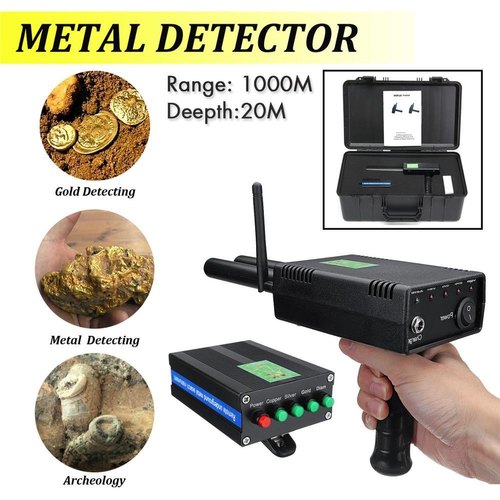 AKS Metal Detector 1400 Meters Professional Hand-held High Sensitivity Rechargeable Underground Metal Finder Treasure Locator Gold Silver Copper Scanner for Archaeological US 
